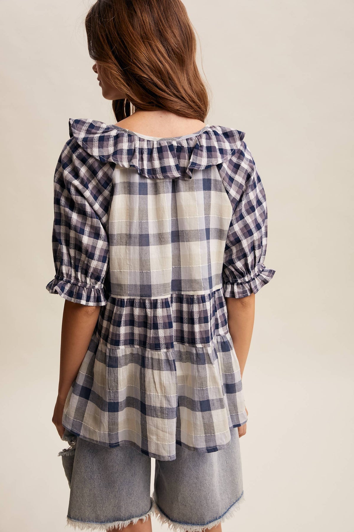 Meadow Plaid Ruffle Top