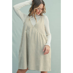 PLAID DENIM MINI DRESS