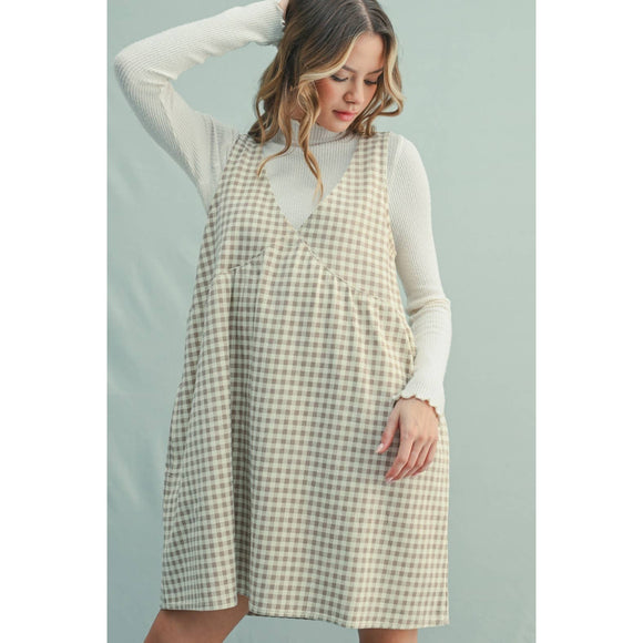 PLAID DENIM MINI DRESS