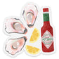 Clear Oysters & Hot Sauce Sticker, 3x2.88in