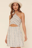 Floral Halter Neck Smock Bodice Mini Dress