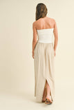 LINEN WITH RIBBED KNITTED TOP COMBO DRESS