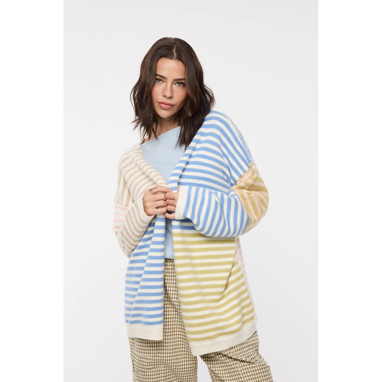 Multicolor Striped Sweater Cardigan