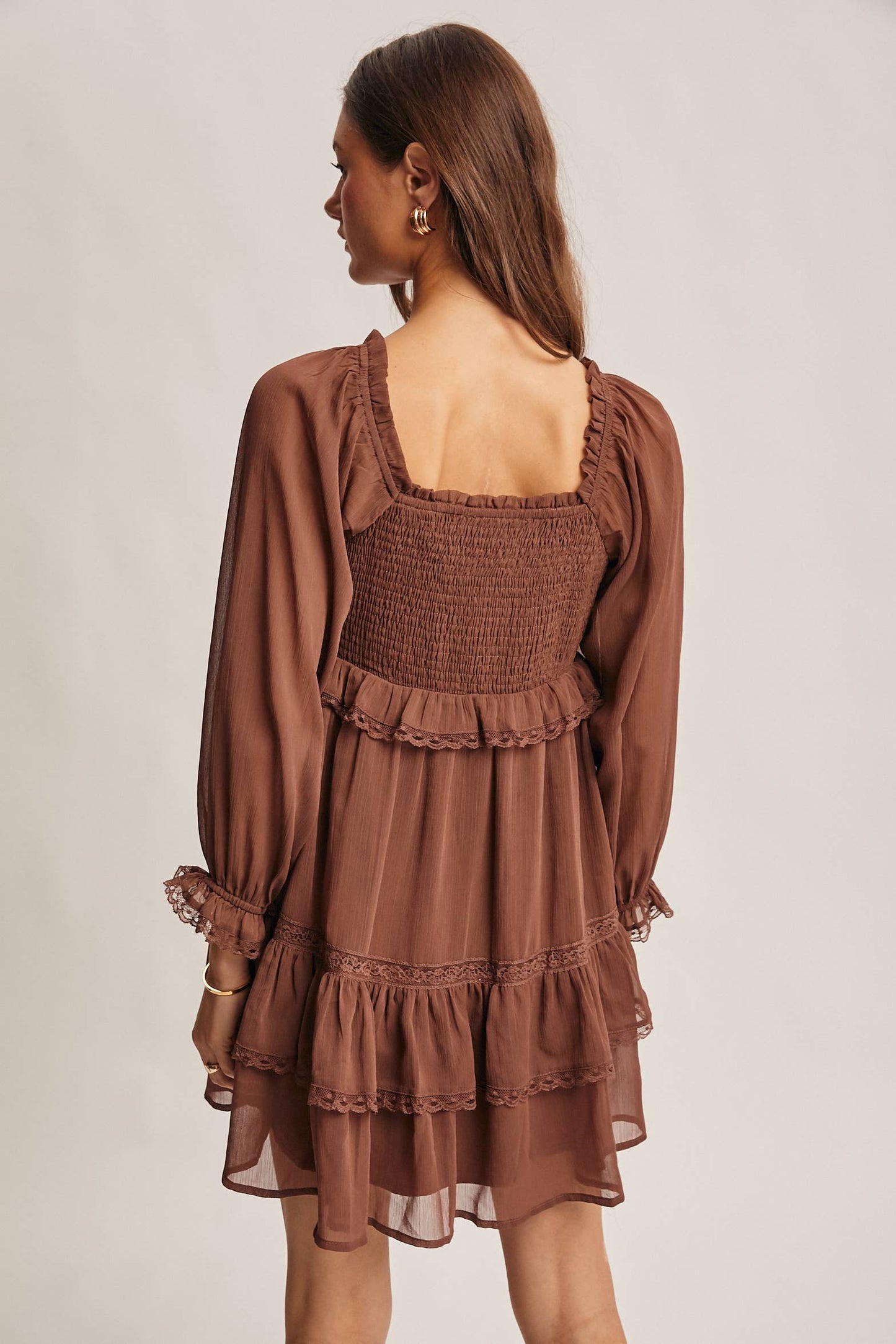 Crinkled Tiered Boho Mini Dress
