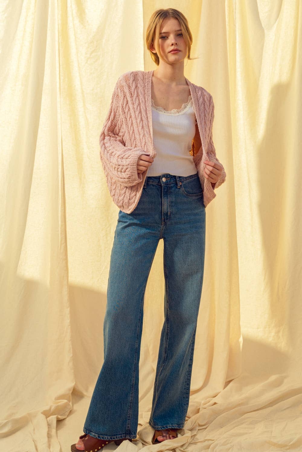 Blush Cable Knit Cardigan