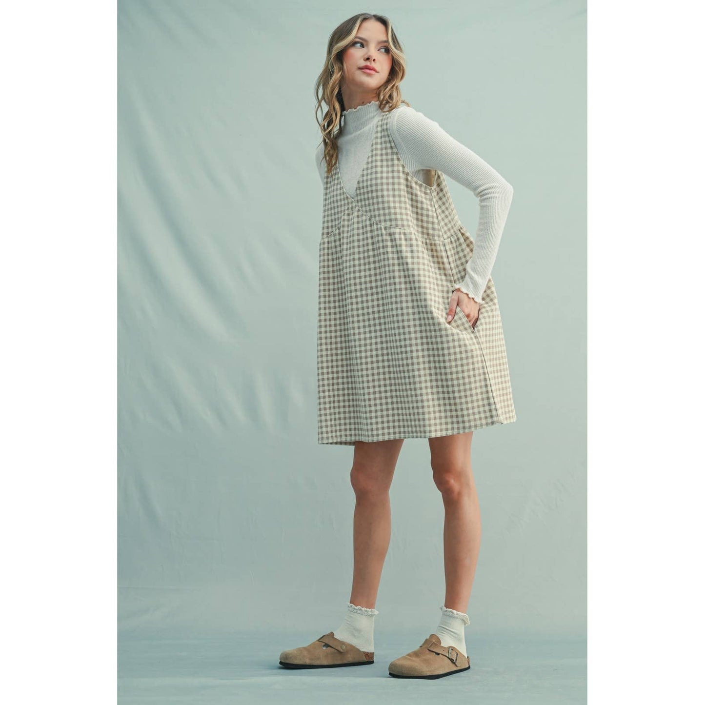Plaid Denim Midi Dress