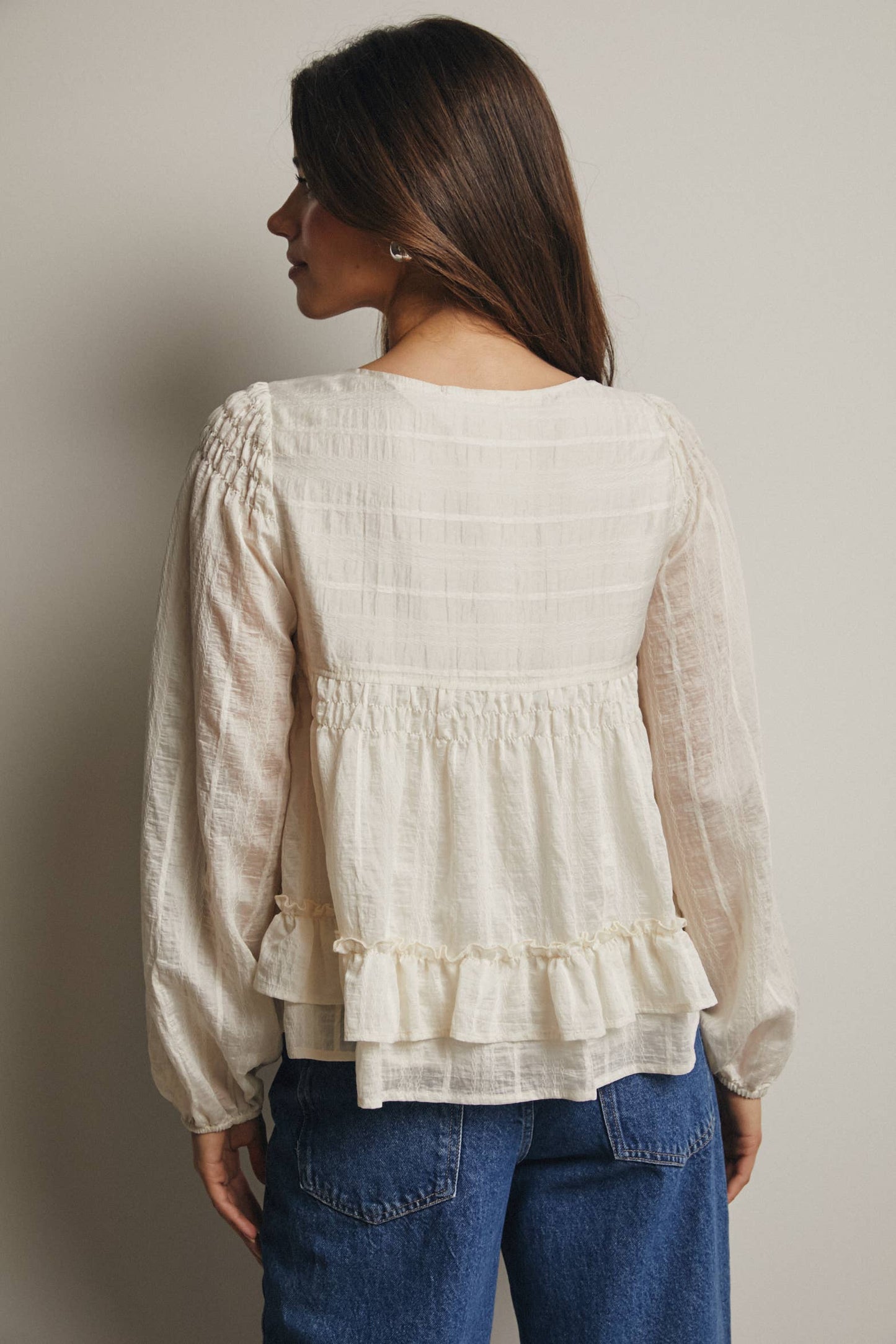 Ruffle Hem Peasant Blouse