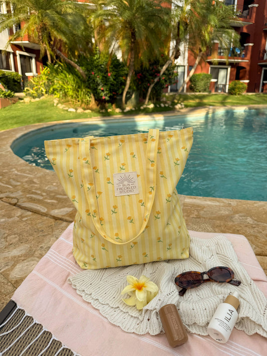 Lemon Blossom Floral Tote Bag