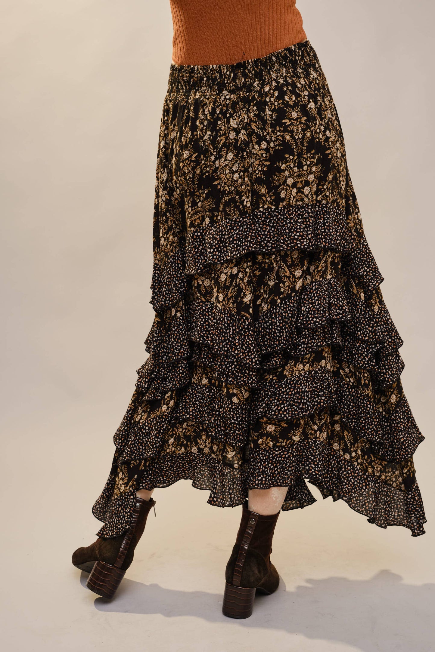 Twin Printed Ruffle Maxi Skirt