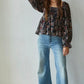 Velvet Mesh Floral Square Neck Top