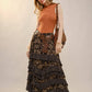 Twin Printed Ruffle Maxi Skirt