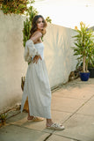 LINEN WITH RIBBED KNITTED TOP COMBO DRESS
