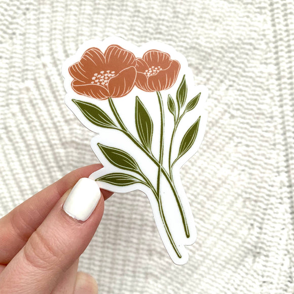 Orange Poppy Sticker 3.25x2in