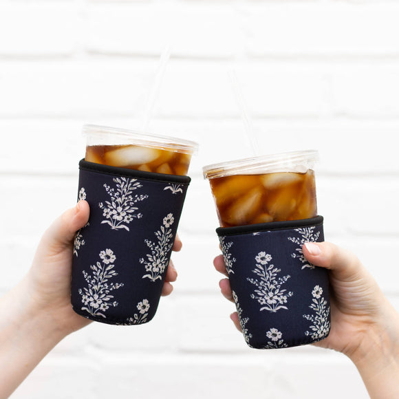 Midnight Damask Drink Sleeve Iced Coffee Sleeve, Drink Cover