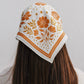 100% Silk Bandana Scarf - Desert Floral Western Earth Tones