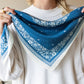 100% Silk Bandana Scarf -Santorini Floral China Blue Western