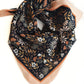 100% Silk Bandana Scarf -Midnight Garden Floral Western Wear