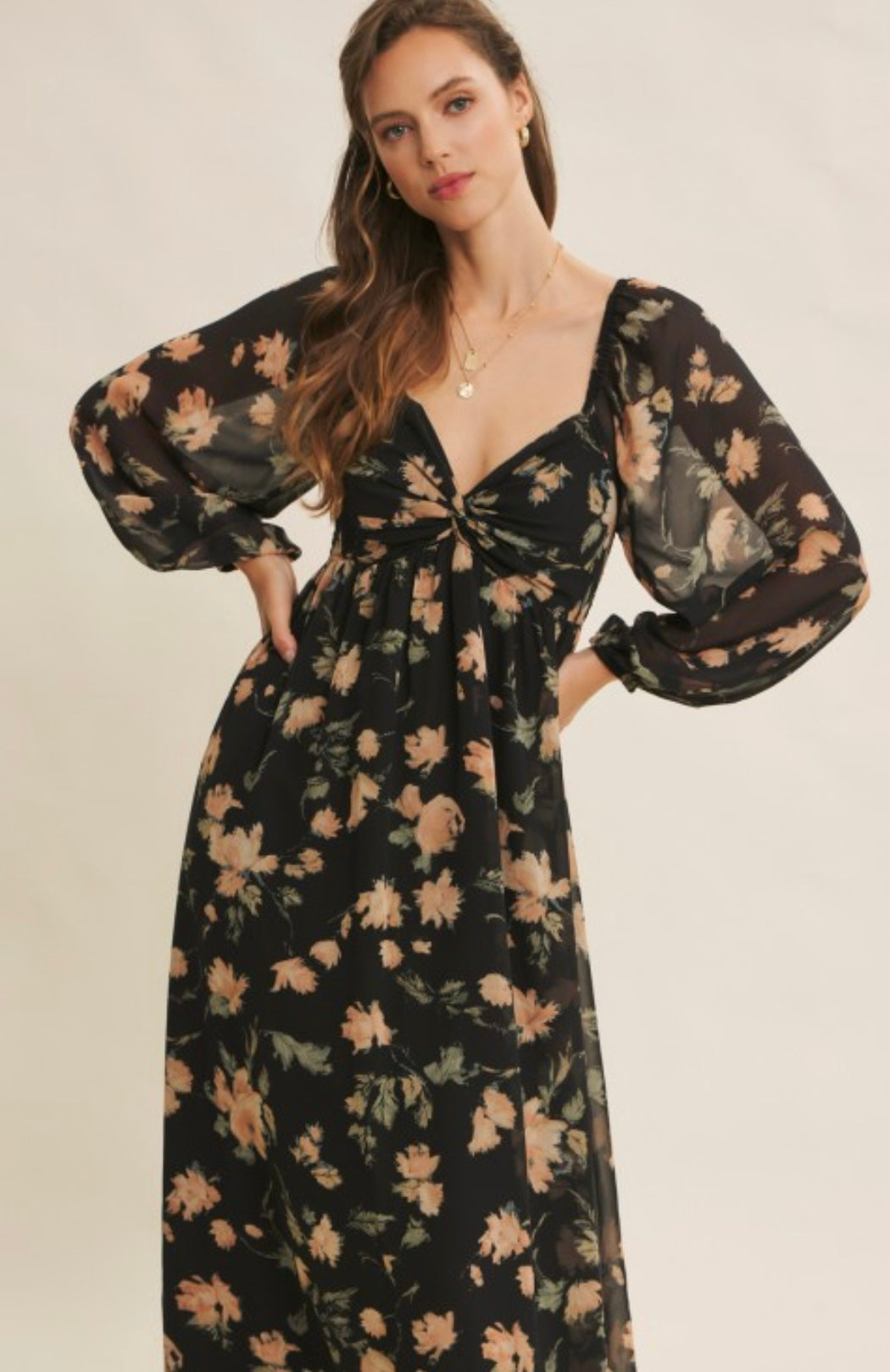 Crepe Chiffon Midi Dress