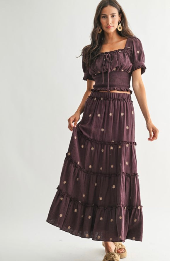 Embroidered Skirt and Blouse Set