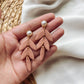 Peach Earrings with Pearl Posts