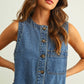 Sleeveless Button Front Denim Dress