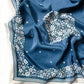 100% Silk Bandana Scarf -Santorini Floral China Blue Western