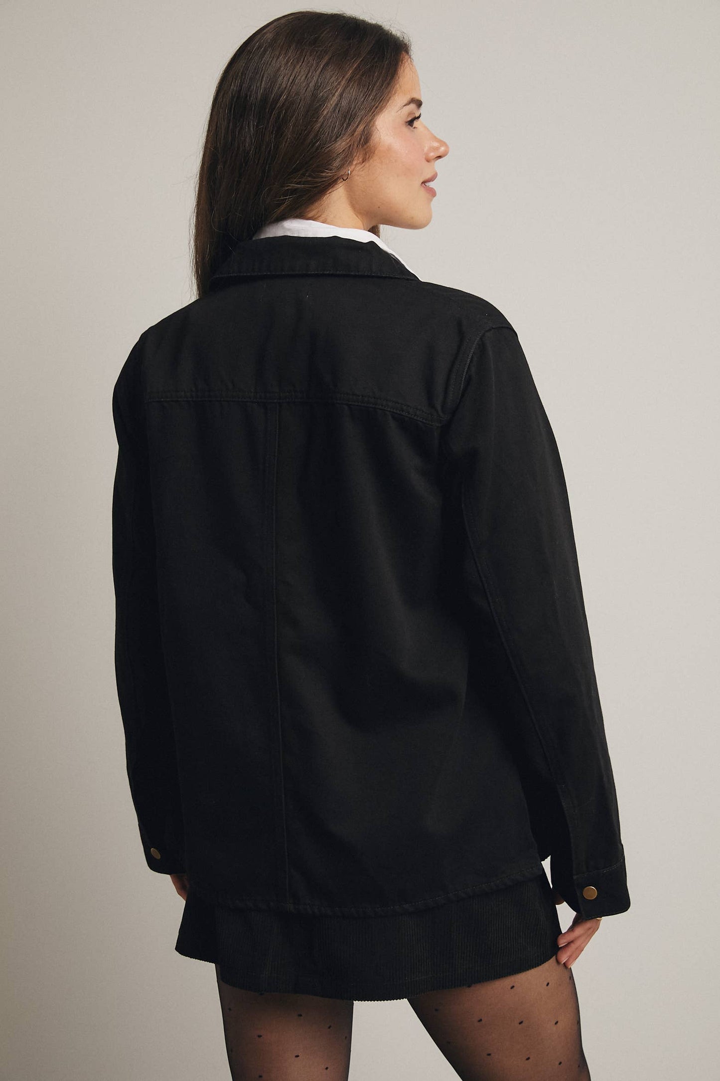 Utility Snap-Front Denim Jacket