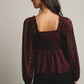 Pleated Lace Peplum Blouse