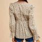 Ditsy Print Front Tie Blouse