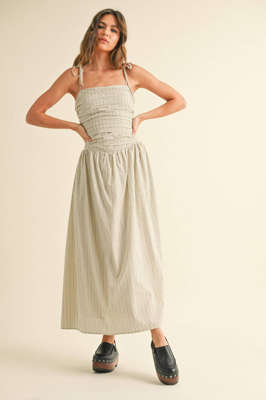 Cotton Striped Midi Dress