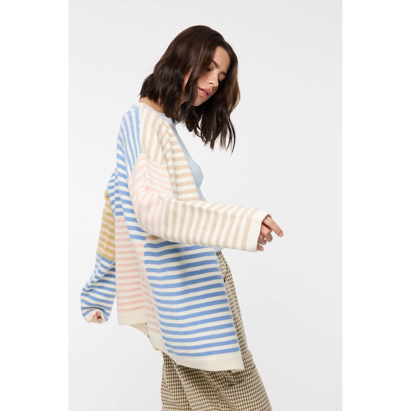 Multicolor Striped Sweater Cardigan