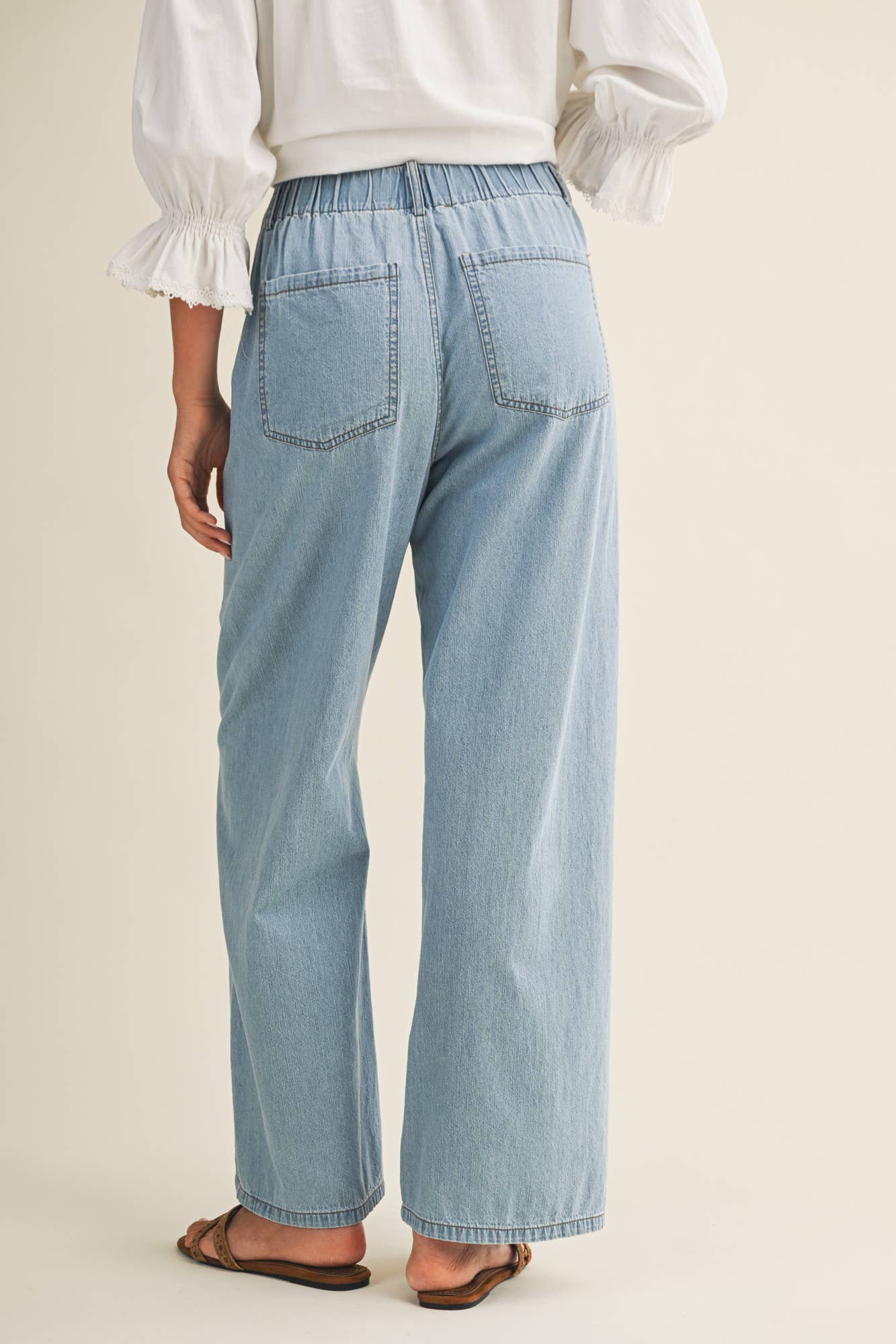 Relaxed Drawstring Denim Pants