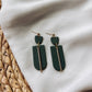 Minimalist Green Earrings with Gold Bars