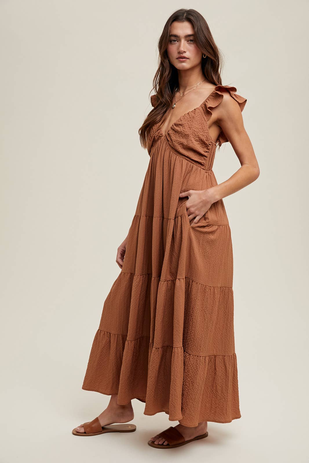 Textured Tiered Maxi Dress