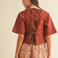 Stretch Denim Tie Back Blouse