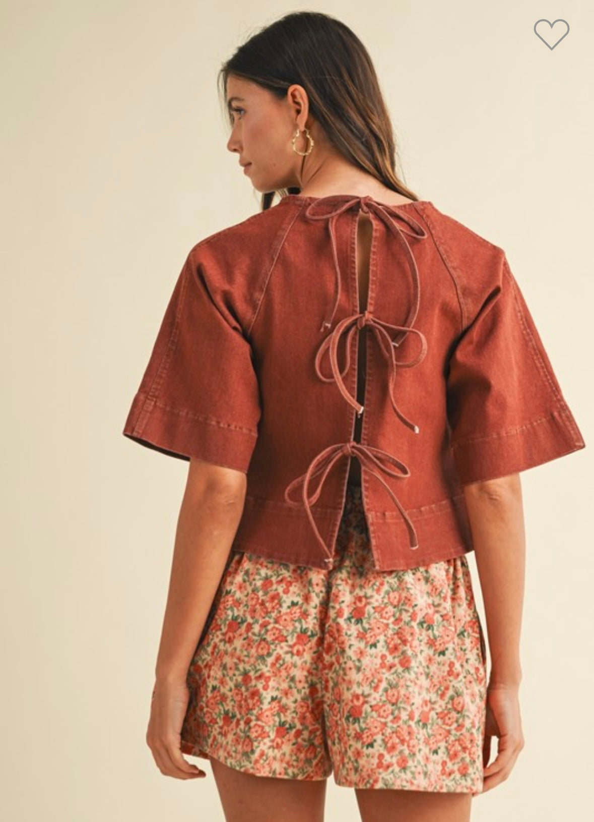 Stretch Denim Tie Back Blouse
