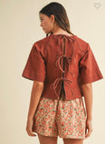 Stretch Denim Tie Back Blouse