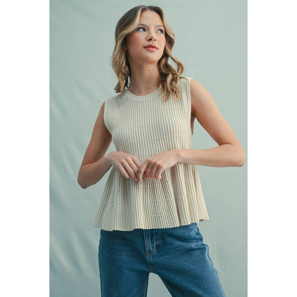 FLARED RIBBED KNIT SWEATER TOP