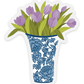 Clear Vase of Tulips Sticker 2.5x3in