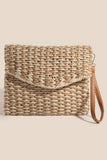 Two Tone Braided Envelope Clutch Bag
