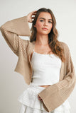 Wide Sleeve Textured Crop Cardigan Sweater