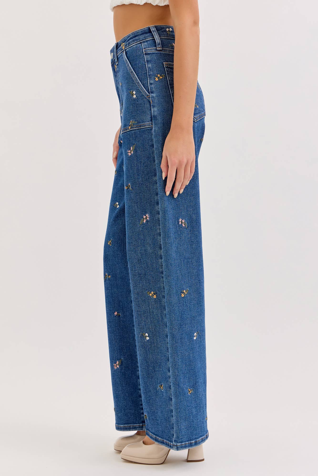 Midnight Bloom Wide Leg Jeans