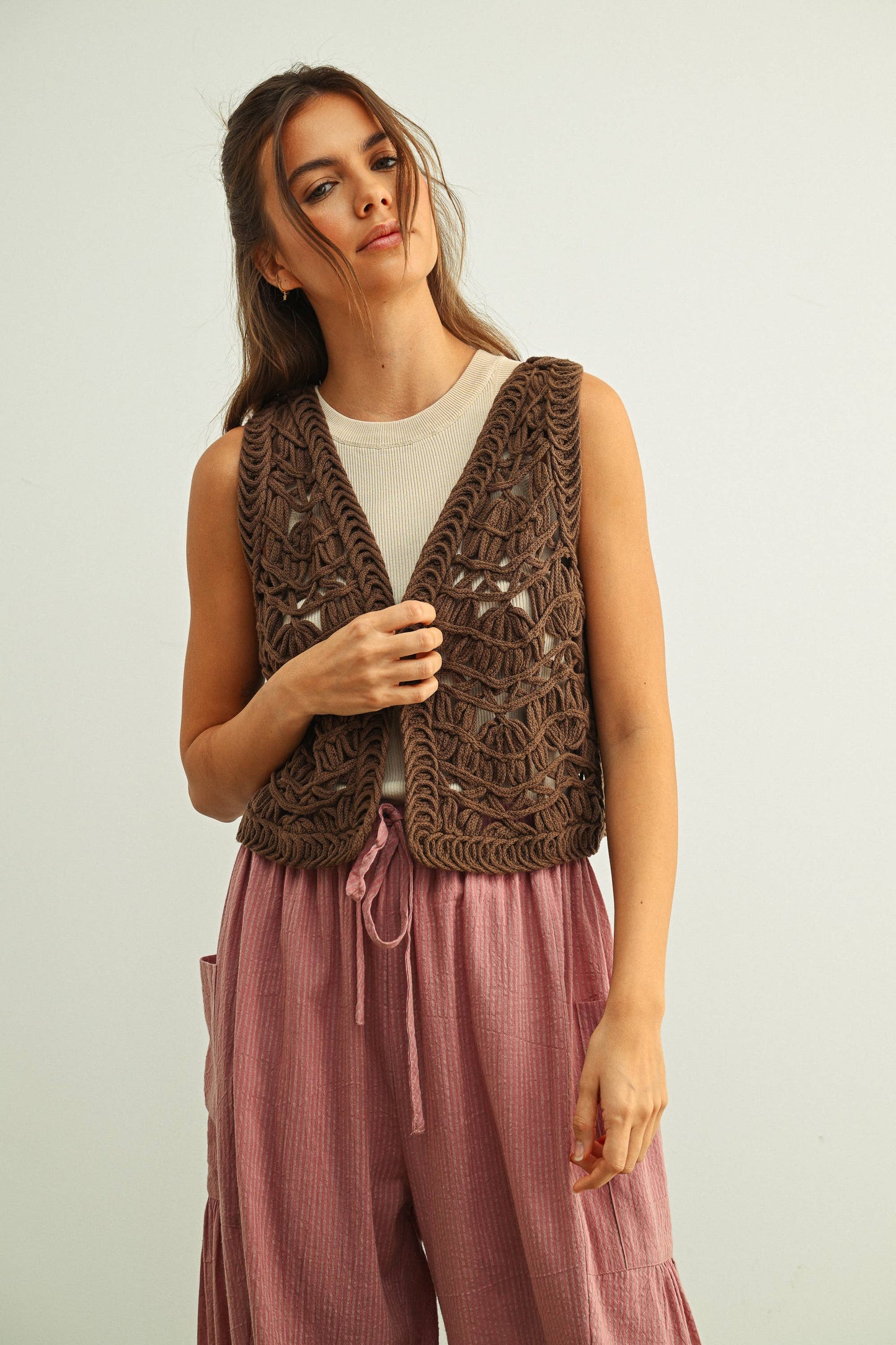 Chestnut Crochet Vest