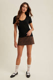 LEOPARD SUEDE MINI SKIRT