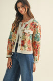 Floral Jacquard Button Down Jacket