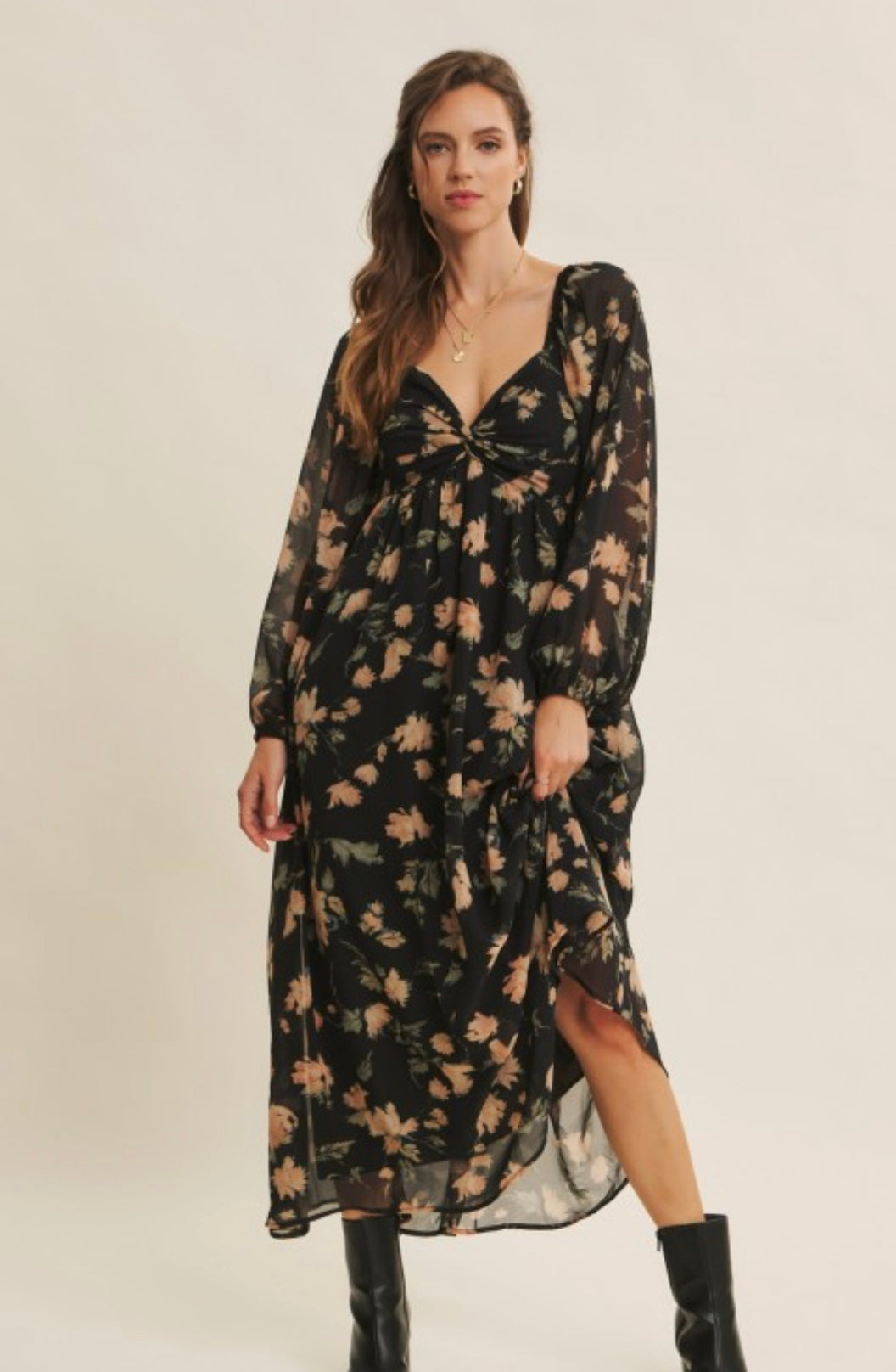 Crepe Chiffon Midi Dress