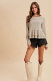Waffle Knit Peplum Top