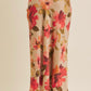 Floral Printed Satin Bias Cut Maxi Skirt