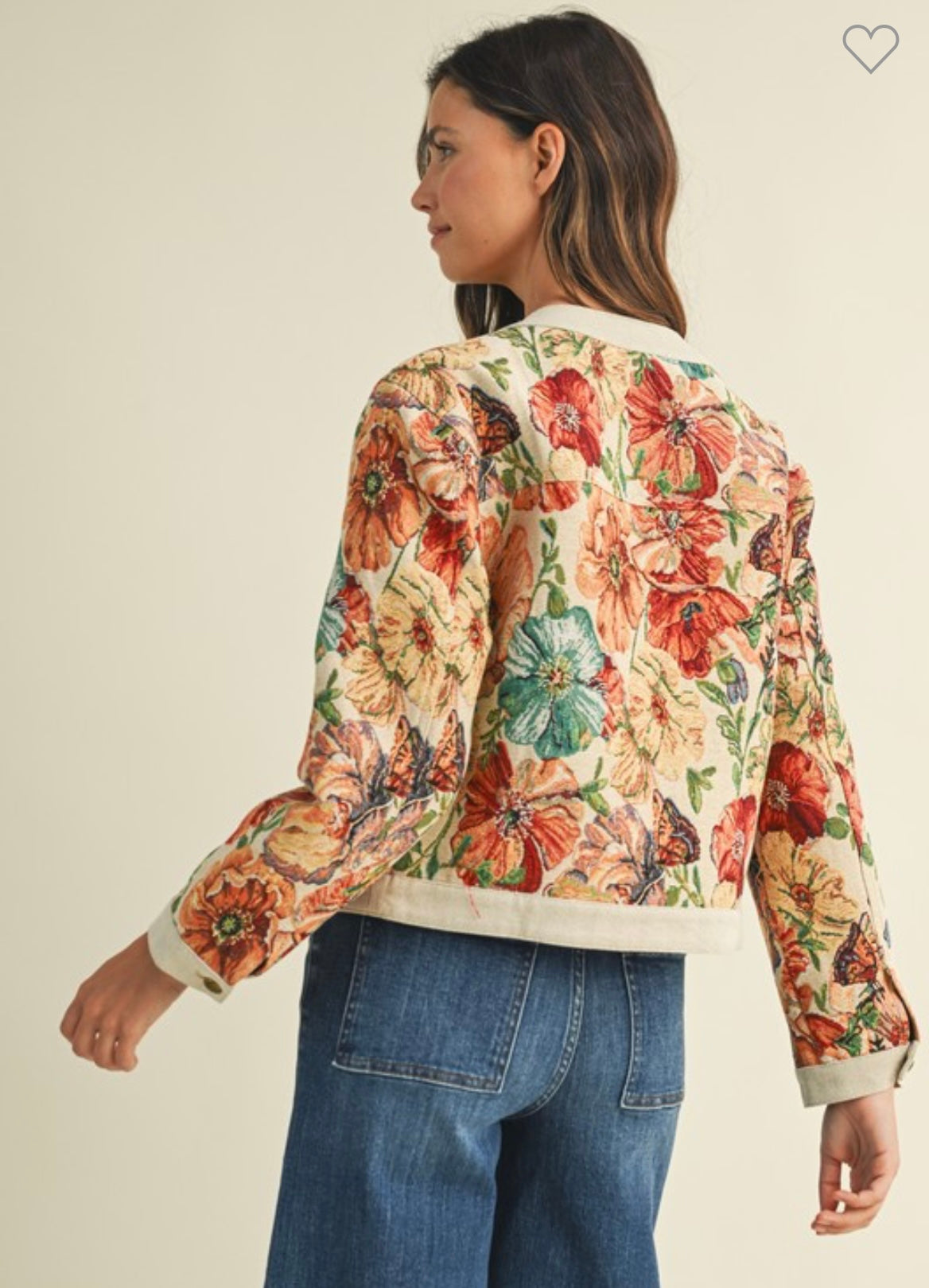 Floral Jacquard Button Down Jacket