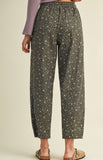Ditsy Print Barrel Leg Pants